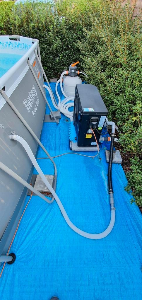 Groot zwembad met filterpomp en warmtepomp, Tuin en Terras, Zwembaden, Zo goed als nieuw, Ophalen