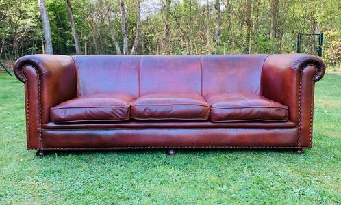 Echt leren gladde chesteefield van Bendic 4 zits, Antiek en Kunst, Antiek | Meubels | Stoelen en Sofa's, Ophalen