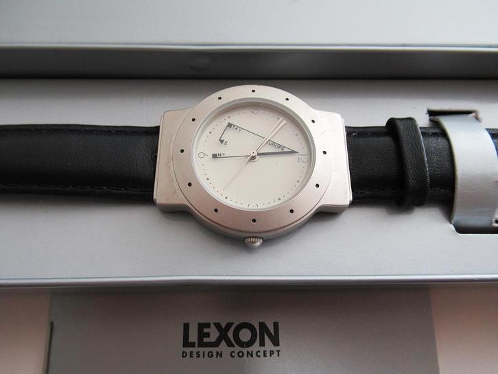 Vintage Tri Time Swiss LEXON Designhorloge van Schreyner '90, Huis en Inrichting, Woonaccessoires | Klokken, Nieuw, Ophalen of Verzenden