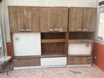 Vintage Jaren '50 meubel, Huis en Inrichting, Ophalen, Gebruikt, 200 cm of meer, Met deur(en)