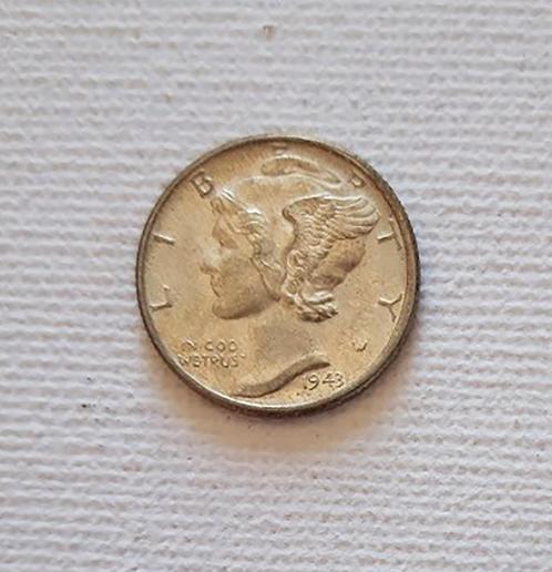 USA 1943 Zilveren Mercury dime (Philadelphia Munt) extraGoed, Postzegels en Munten, Munten | Amerika, Losse munt, Noord-Amerika