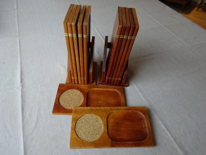 Aperitiefschaaltjes hout vintage, Antiek en Kunst, Curiosa en Brocante, Ophalen of Verzenden