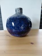 handgemaakte bol, vaas in klei/keramiek blauw geglazuurd, Ophalen of Verzenden, Nieuw, Blauw