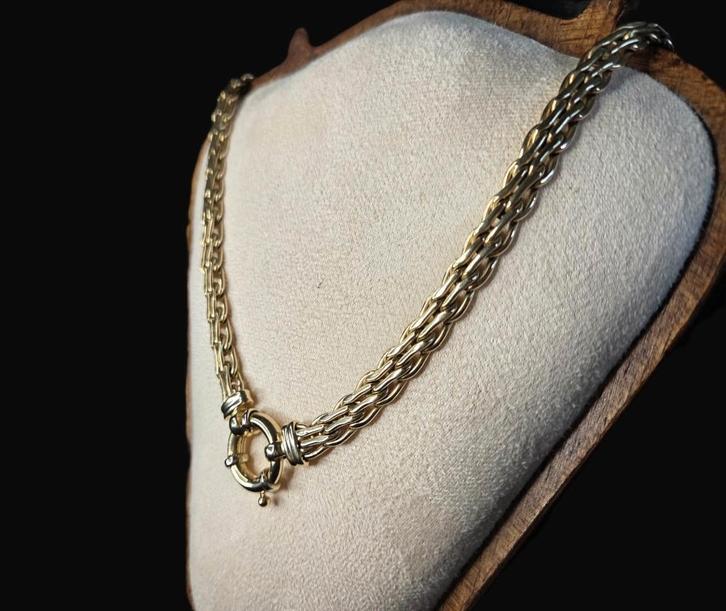 Gouden schakel ketting/collier. 2025/837., Handtassen en Accessoires, Kettingen, Zo goed als nieuw, Goud, Geel, Verzenden