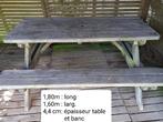Table pique-nique bois, 4,5cm Épaisseur, Jardin & Terrasse, Tables de pique-nique, Comme neuf, Rectangulaire, Bois, Enlèvement