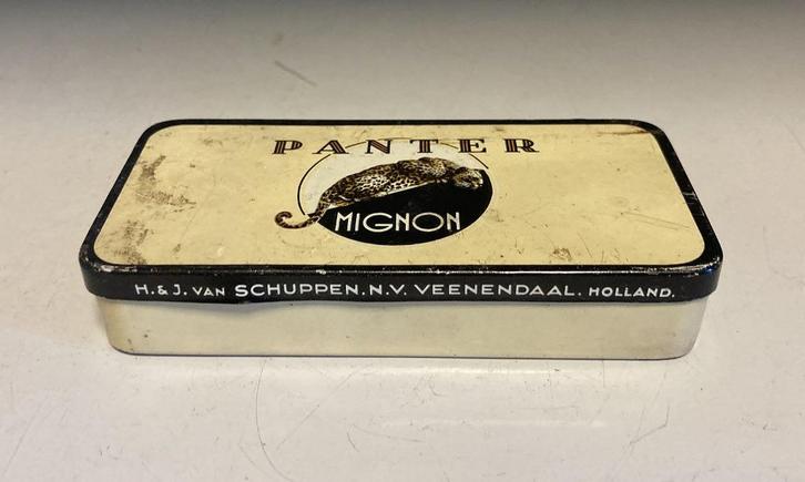 Vintage blik Panter Mignon, Verzamelen, Blikken, Gebruikt, Overige, Overige merken, Ophalen of Verzenden
