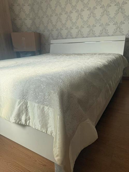 Lit Nolte 160 cm + sommier, Huis en Inrichting, Slaapkamer | Boxsprings, Zo goed als nieuw, 160 cm, Wit, Ophalen