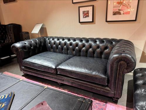 ACTIE: Edinburgh XL 3 Zits bank chesterfield vintage zwart, Huis en Inrichting, Zetels | Zetels, Ophalen of Verzenden