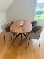 Table à manger ovale en bois d’acacia et chaises, Maison & Meubles, Tables | Tables à manger, Enlèvement, Comme neuf, Ovale
