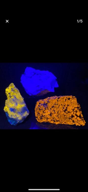 3 pierres fluorescentes sous UV à ondes longues, Enlèvement, Autres types