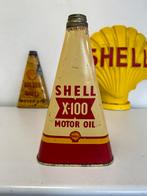 Bidon conique d'huile moteur SHELL X-100, Utilisé, Enlèvement ou Envoi, Panneau publicitaire