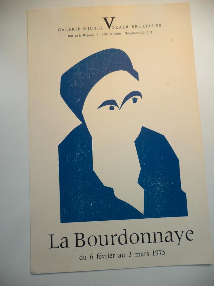 1975 Alain de La Bourdonnaye FR. lino woodblock expo affiche, Antiek en Kunst, Kunst | Etsen en Gravures, Ophalen of Verzenden