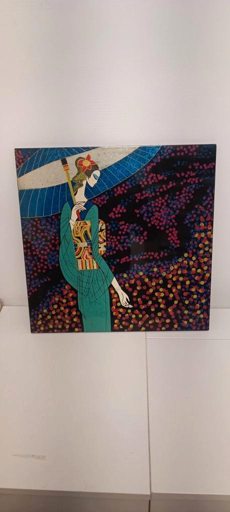 Panneau en bois laqué brillant avec inclusion nacre Vietnam, Antiek en Kunst, Kunst | Schilderijen | Abstract, Ophalen of Verzenden