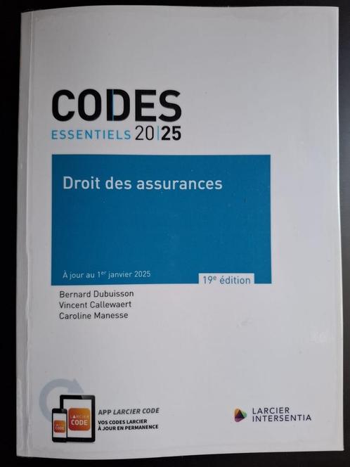 CODES ESSENTIELS 2025 : Droit des assurances (19e édition), Boeken, Studieboeken en Cursussen, Zo goed als nieuw, Ophalen of Verzenden