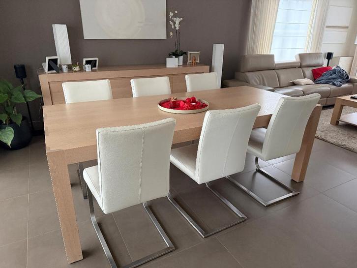 Volledige eetkamer in Massief eik., Maison & Meubles, Salles à manger complètes, Comme neuf, Enlèvement