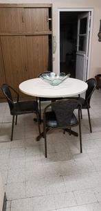 Tafel met 4 stoelen, Huis en Inrichting, Tafels | Eettafels, Metaal, 100 tot 150 cm, Rond, Gebruikt