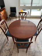 Table ronde/ovale + 4 chaises, 100 à 150 cm, 100 à 150 cm, Rond, Autres essences de bois
