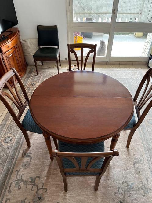 Table ronde/ovale + 4 chaises, Maison & Meubles, Tables | Tables à manger, Utilisé, 100 à 150 cm, 100 à 150 cm, Cinq personnes ou plus