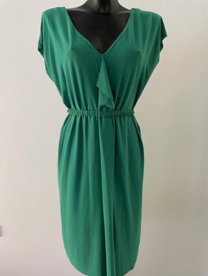 Jadegroene jurk Rue Blanche, mt 1, amper gedragen, Kleding | Dames, Jurken, Zo goed als nieuw, Maat 36 (S), Groen, Knielengte