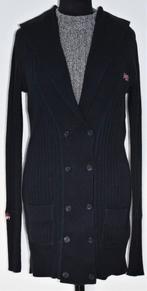 SuperDry : Gilet cardigan vest / zacht lang donkerblauw / S, Kleding | Dames, Ophalen of Verzenden, Zo goed als nieuw, Maat 36 (S)