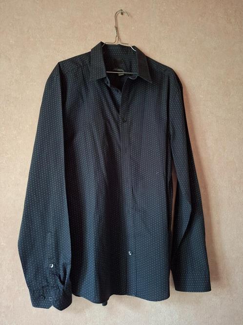 H&M Slim Fit Overhemd met Stippen - Maat XL - Easy Iron, Kleding | Heren, Overhemden, Zo goed als nieuw, Blauw, Ophalen of Verzenden
