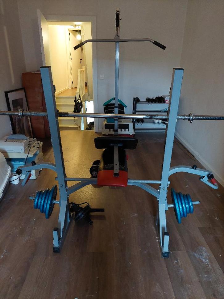 fitnessbank, Sport en Fitness, Fitnessapparatuur, Gebruikt, Krachtstation, Armen, Benen, Borst, Buik, Rug, Metaal, Ophalen