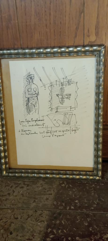 Dessin/autographe dédicacé Max Papart,Namur, 1957,27x33,n157, Antiquités & Art, Art | Dessins & Photographie, Enlèvement ou Envoi