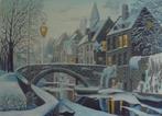 peinture à l'huile Bruges en hiver (50x70cm), Enlèvement ou Envoi