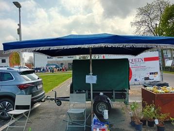Marktkraamparasol met stevige 3-voet-hoes+ gewichten-KOOPJE! beschikbaar voor biedingen