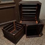 3x Houten Kisten, 40x40x31cm recycled wijnvaten (rode wijn), Ophalen, Zo goed als nieuw