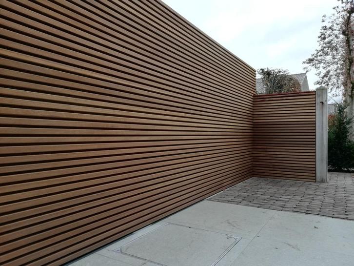 Houten tuinwand - Thermowood / Padouk - Tuinafsluitingen, Tuin en Terras, Tuinschermen, Nieuw, Hout, Ophalen of Verzenden