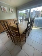 Massief eiken tafel met 8 stoelen, Huis en Inrichting, Ophalen, Eikenhout, 50 tot 100 cm, Zo goed als nieuw