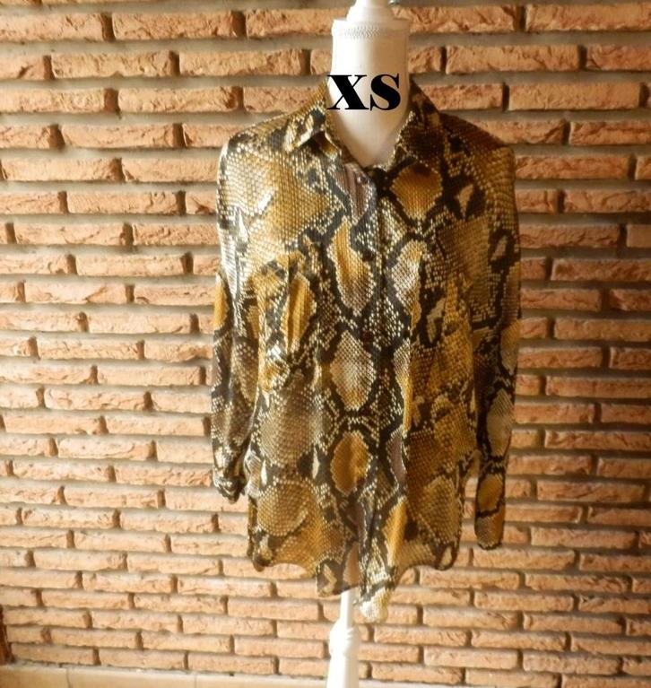 (31)- chemisier femme t.XS brun - zara -, Kleding | Dames, Blouses en Tunieken, Zo goed als nieuw, Maat 34 (XS) of kleiner, Bruin