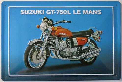 Reclamebord van Suzuki GT-750L-Le Mans in reliëf -30 x 20 cm, Collections, Marques & Objets publicitaires, Neuf, Panneau publicitaire