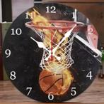 Horloge murale ronde en bois Basketball (25cm), Enlèvement ou Envoi, Neuf, Horloge murale