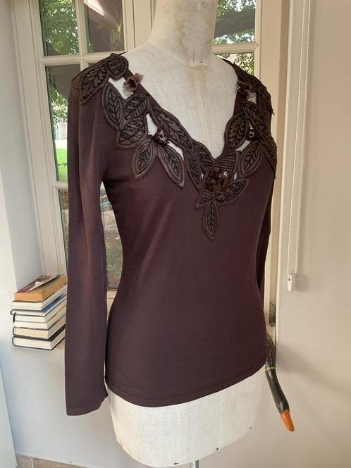 T shirt van Leo Guy , maat L (XL), Kleding | Dames, Topjes, Zo goed als nieuw, Maat 42/44 (L), Bruin, Lange mouw, Ophalen of Verzenden