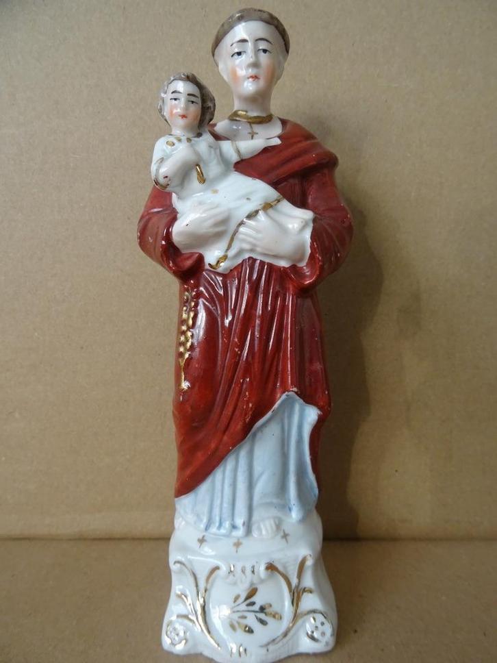 Antiek beeld Heilige Antonius en Jezus porselein 19cm 1850, Antiek en Kunst, Antiek | Religieuze voorwerpen, Ophalen of Verzenden