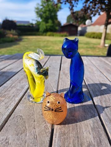 3 katten van glas - Murano stijl - Pilgrim - cat - glass beschikbaar voor biedingen