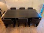 Tafel en zes stoen 2m20 L 1m10 breedte, Huis en Inrichting, Complete eetkamers, Ophalen, Zo goed als nieuw