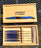 Laguiole 6 blauwe steakmessen., Antiek en Kunst, Ophalen of Verzenden