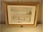 Mooi Geschilderd Aquarel 'Sneeuw op Platteland' - Backhaus, Antiek en Kunst, Ophalen of Verzenden