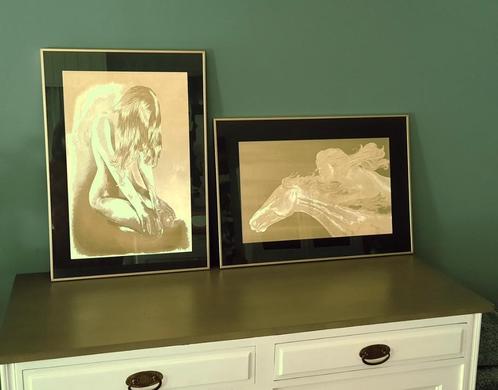 Kunstwerk Naakte vrouw (1983) - optische illusie - goudfolie, Antiquités & Art, Art | Lithographies & Sérigraphies, Enlèvement ou Envoi
