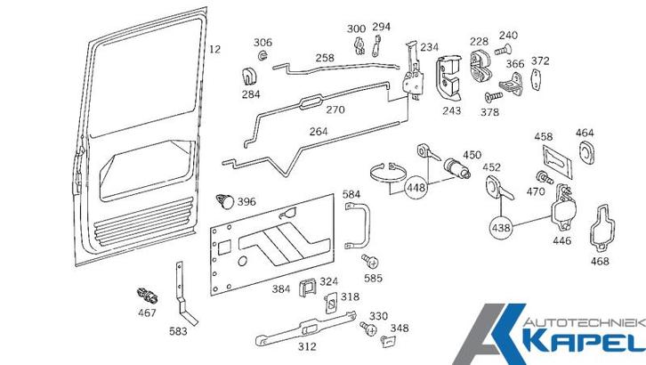 Schuifdeur onderdelen vario T2/LN1 - 234 Slot binnenkant, Autos : Pièces & Accessoires, Carrosserie & Tôlerie, Neuf