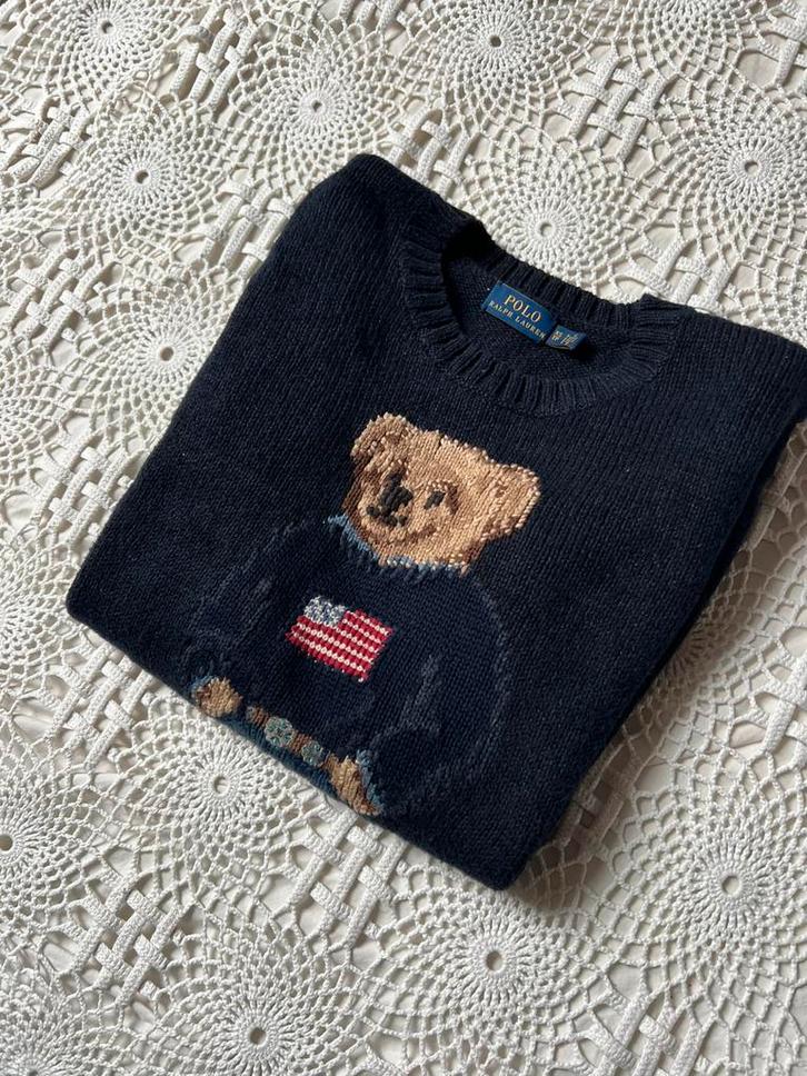 Ralph Lauren gebreide trui Beer knit - navy - XS/S, Kleding | Heren, Truien en Vesten, Zo goed als nieuw, Maat 46 (S) of kleiner