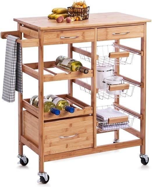 Chariot de cuisine en bambou | LIVRAISON GRATUITE, Neuf, -, -, Autres types