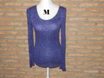 (210) - blouse femme t.M violette noire, Ophalen of Verzenden, Zo goed als nieuw, Maat 38/40 (M), Paars