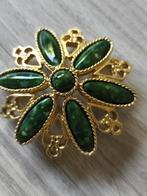 Broche in groene onyx, Handtassen en Accessoires, Broches, Overige materialen, 4 tot 7 cm, Ophalen of Verzenden, Zo goed als nieuw