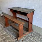 Oude schoolbank, grenenhout, Antiek en Kunst, Ophalen