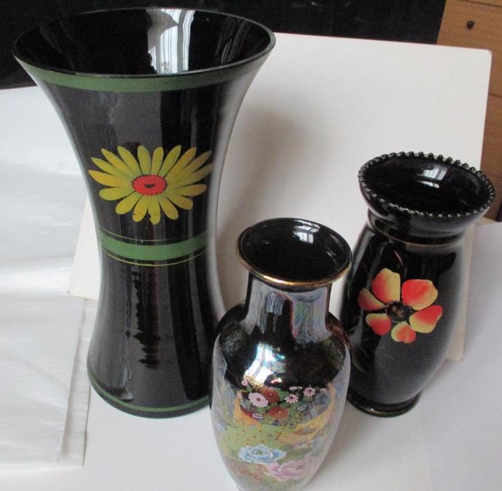 3 Vintage vazen , perfecte staat , per stuk of samen ...., Maison & Meubles, Accessoires pour la Maison | Vases, Utilisé, Noir