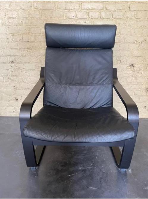 Eenpersoonszetel, Huis en Inrichting, Fauteuils, Zo goed als nieuw, Hout, Leer, 50 tot 75 cm, Minder dan 75 cm, Ophalen